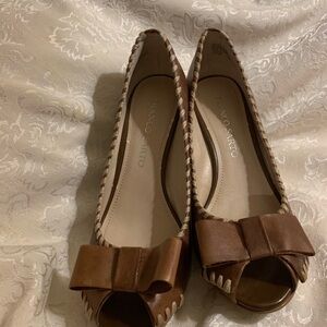 COPY - Franco Sarto Brown Leather heels with Decorative Bows.